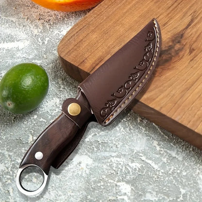 Kitchen knives, boning knife, boning knife with scabbard,  Outdoor darling, Hand-Forged Hammered Knife