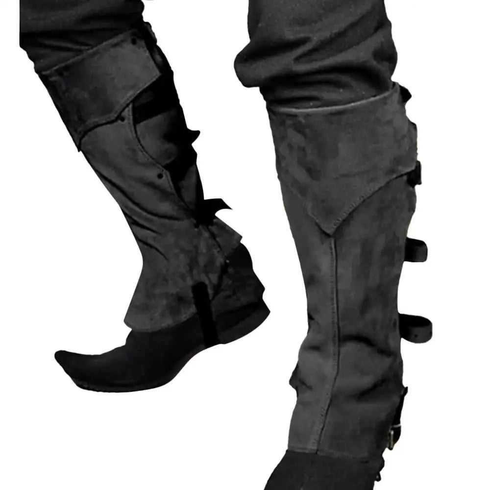 Pirate Boots Covers | Faux Leather Steampunk Boots | Medieval Renaissance Over The Shoe Black Accessories For Men And Women