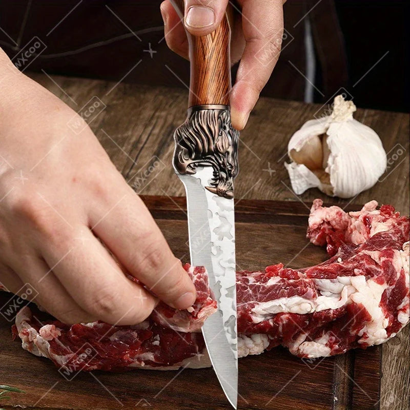 6PCS Professional Kitchen Chef Knife Set Handmade Forged Stainless Steel Meat Cleaver Utility Boning Vegetable Chopper Cutting