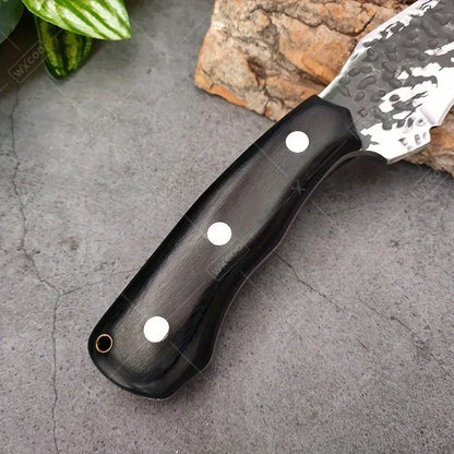 1PC Stainless Steel Knife Handmade Forged Knife Professional Outdoor Cooking Knife with Sheath Wooden Handle Meat and Fish