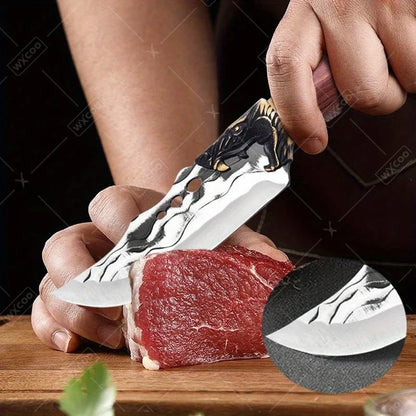 2PCS Professional Kitchen Chef Knife Set Forged Stainless Steel Boning Knife Multipurpose Butcher Knife Cooking Knife Cleaver