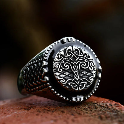 Stainless Steel Tree of Life Signet Ring