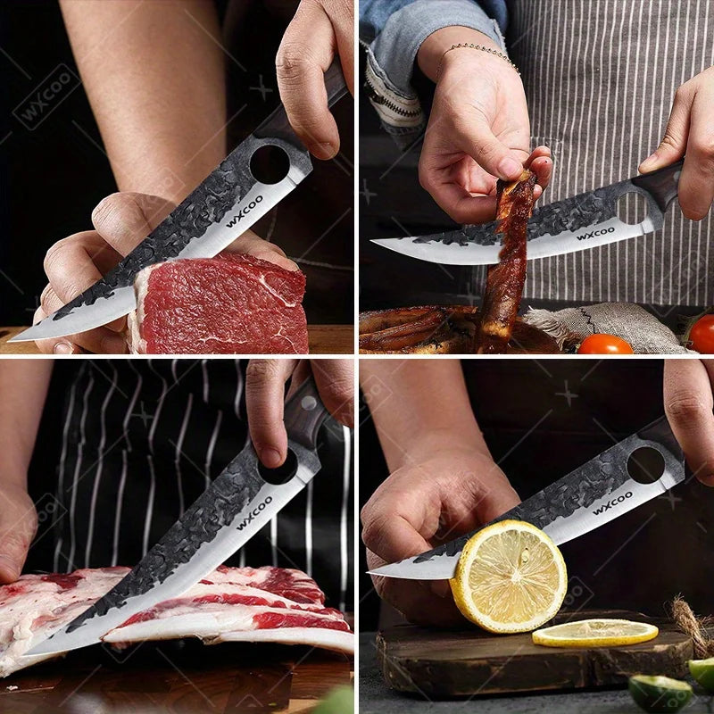 1 PC High Carbon Steel Boning Knife with Sheath Professional Kitchen Knife Multipurpose Fruit Vegetable Meat Fish Cleaver Sharp