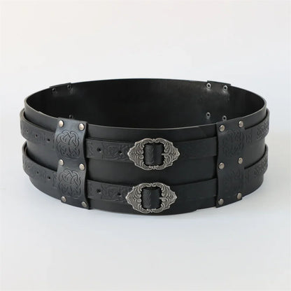 Medieval leather wide waistband brave knight role-playing Viking wristband Halloween Coplay shoulder armor accessory set