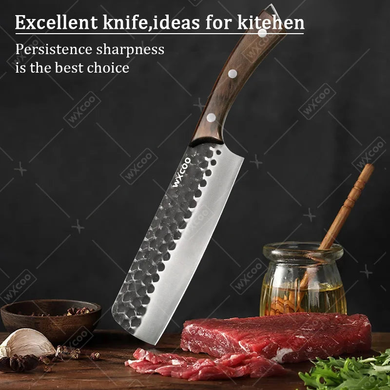 8PCS Professional Kitchen Chef Knife Set Stainless Steel Forged for Cooking Meat Vegetable Fish Utility Cutting