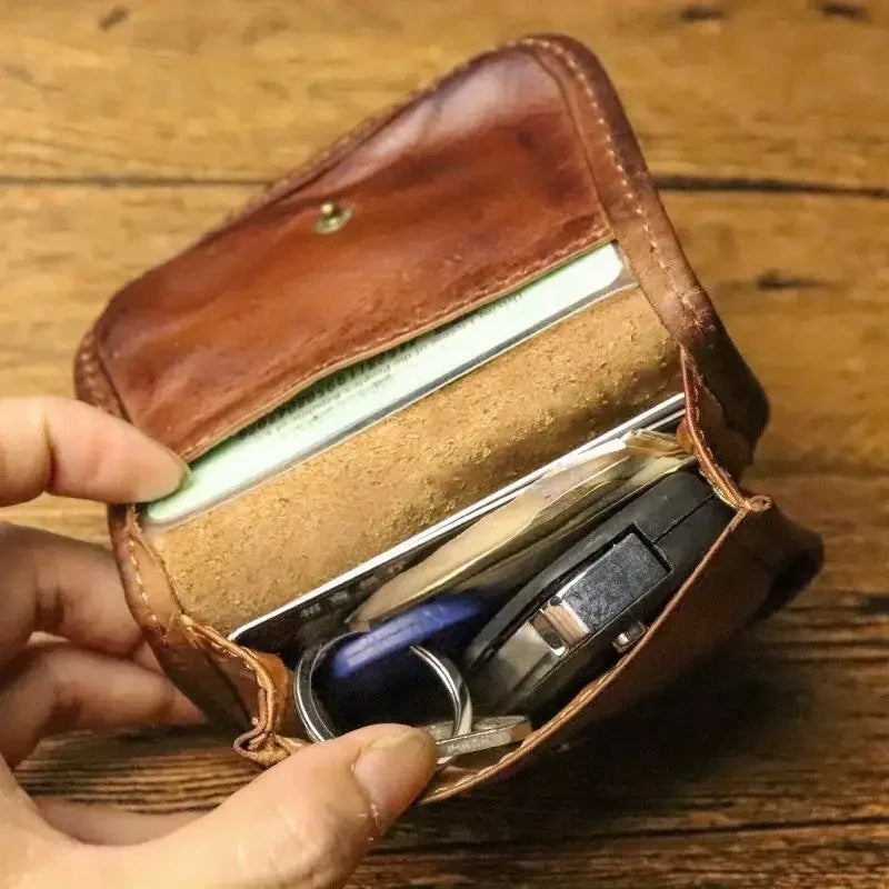 1pc Viking Sporran Retro Style Handcrafted Leather Genuine Cowhid Card Wallet Card Case Pouch Coin Purse Wallet