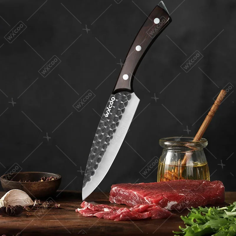 4 Pcs Stainless Steel Kitchen Chef Knife Set Multipurpose Slicing Utility Boning Paring Cutting Knives Hand Forged Mini Meat