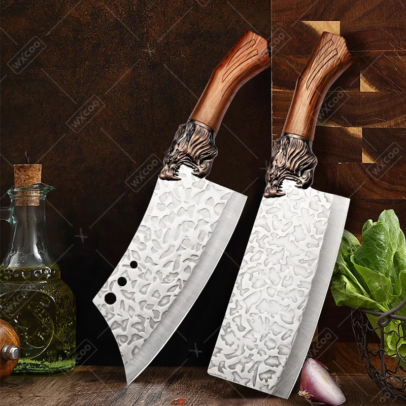 6PCS Professional Kitchen Chef Knife Set Stainless Steel Boning Knife Forged Butcher Knife Utility Knife Vegetable Chopper Meat