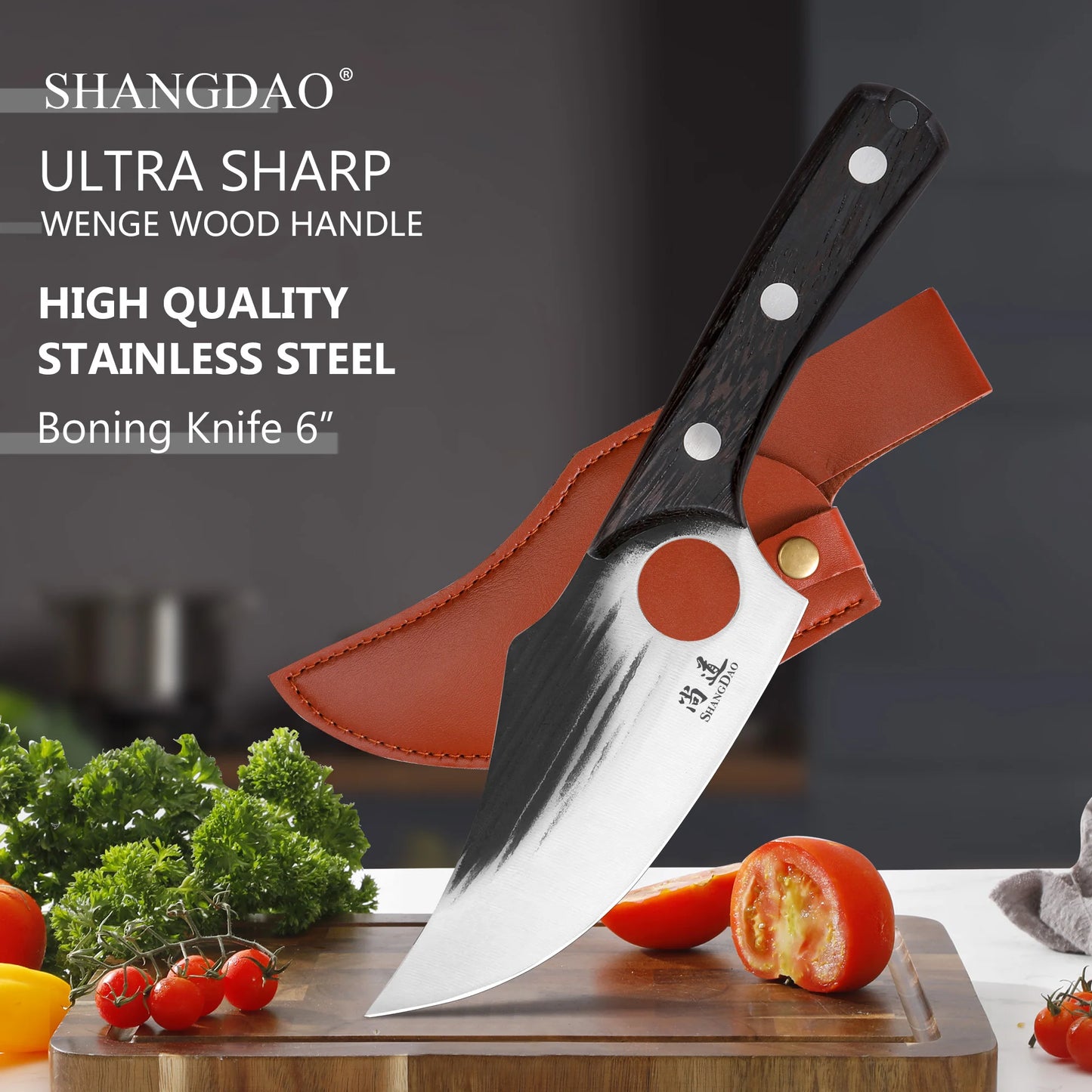 SHANGDAO Boning Knives 6 ″ Viking Boning Knife for Meat Cutting, High Quality Stainless Steel Hand Forged Blade & Wood Handle