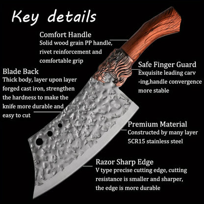 7pcs kitchen set knives, brown dragon head knives, high-quality chef knives, high hardness, high-quality steel, sharp and durabl