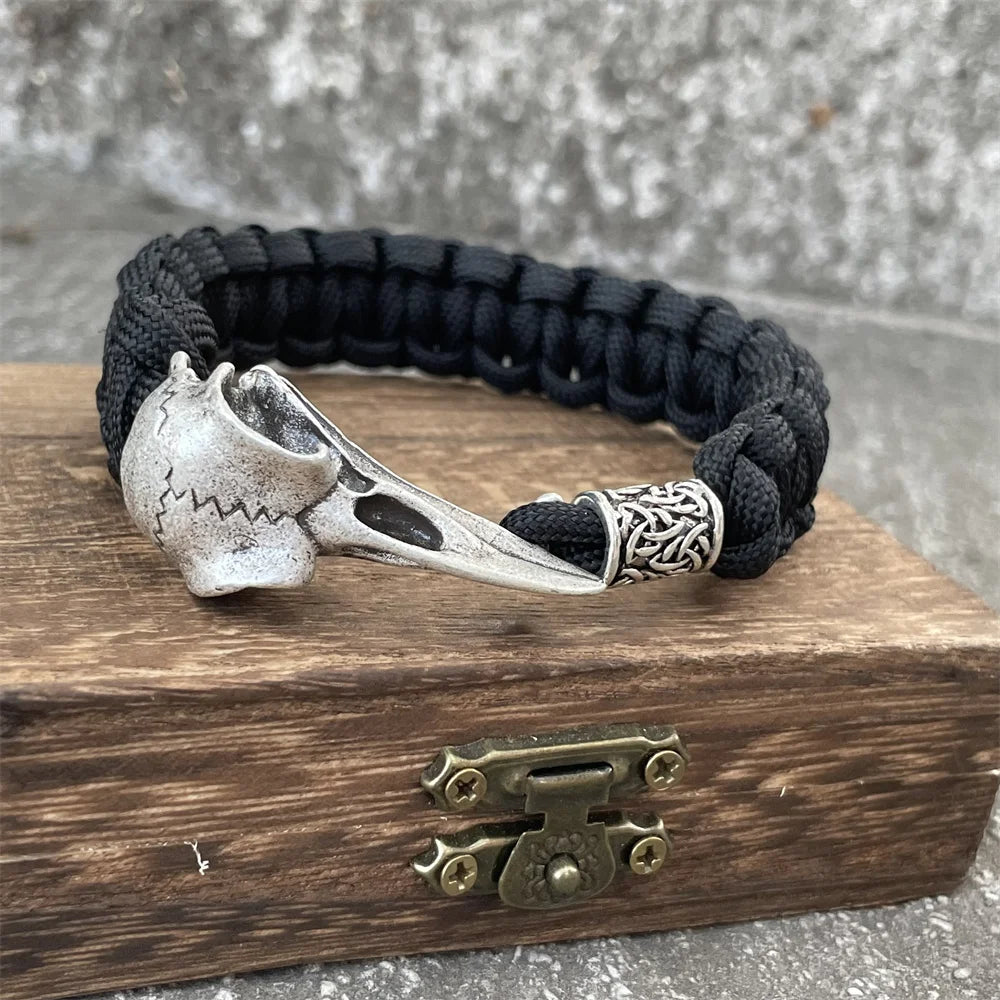 Viking Odin Raven Skull Bracelet