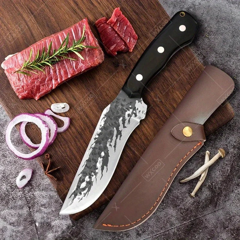 2PCS Stainless Steel Knife Handmade Forged Cleaver Boning Fish Barbecue Camping Outdoor Kitchen Knife