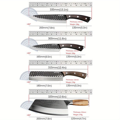 4PCS Kitchen Chef Knife Set Multipurpose Cooking Knife Stainless Steel Boning Barbecue Vegetable Chopper Cutting Utility Outdoor