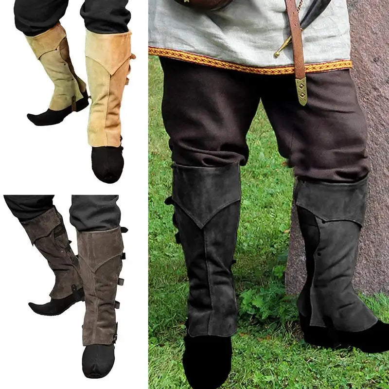 Pirate Boots Covers | Faux Leather Steampunk Boots | Medieval Renaissance Over The Shoe Black Accessories For Men And Women