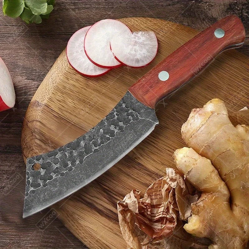1PC Forging Boning Knife Stainless Steel Small Pocket Knife Barbecue Cleaver Outdoor Meat Cooking Wood Handle