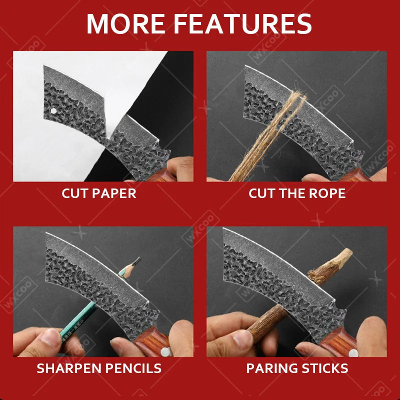2 PCS Pocket Knife Hand Forged High Carbon Steel Kitchen Knives Multipurpose Cooking Knives Stainless Steel Butcher Boning