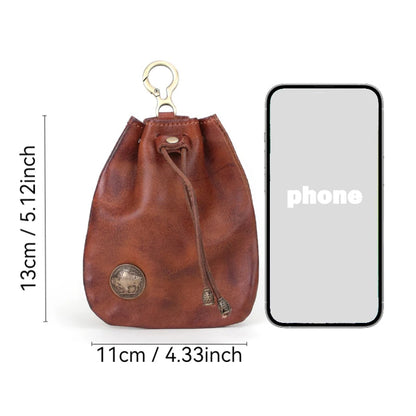 1pc viking sporran mini Soft Retro style Handcrafted Genuine Cowhide Change Holder Pouch Coin Purse Keychain for men and women