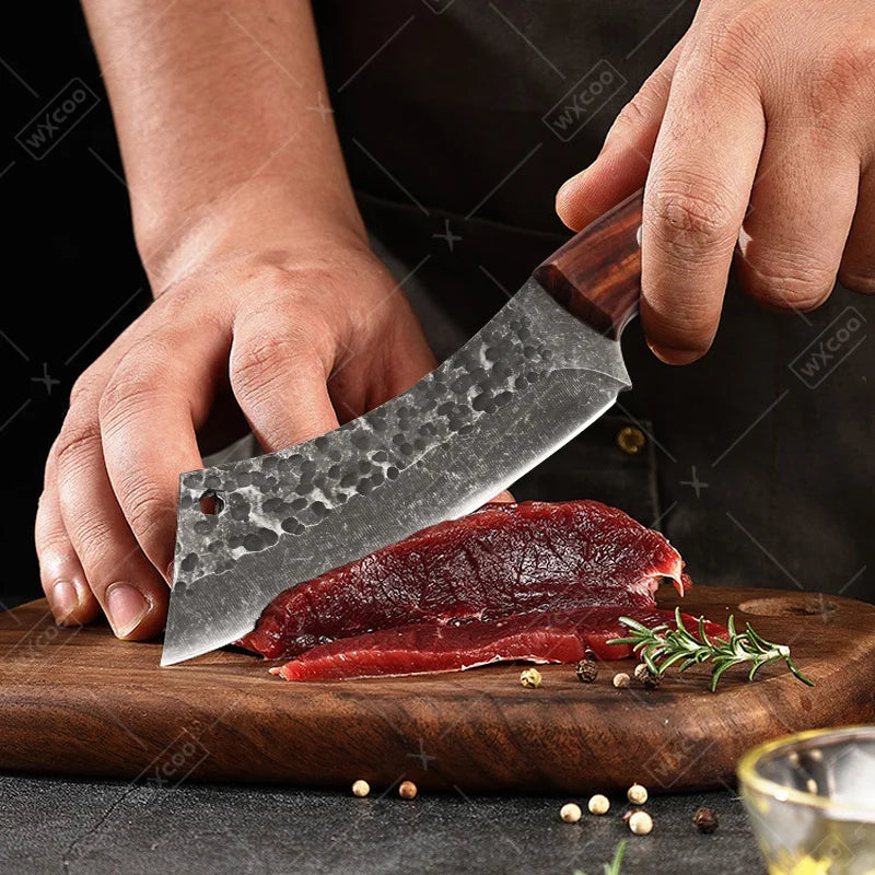 2 PCS Stainless Steel Kitchen Knife Set Mini Butcher Paring Cleavers Multipurpose Hand Forged Utility Cutters for Kitchen