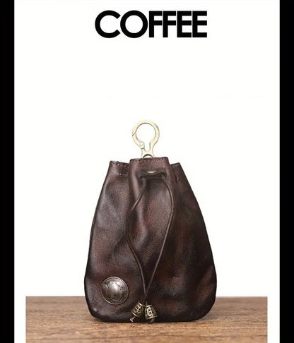 1pc viking sporran mini Soft Retro style Handcrafted Genuine Cowhide Change Holder Pouch Coin Purse Keychain for men and women