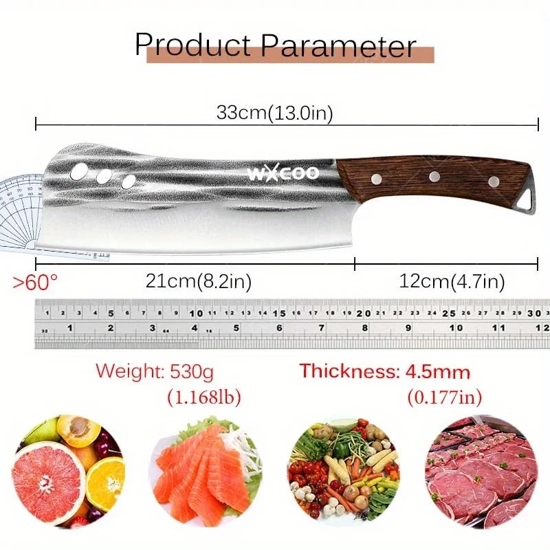 1 PC/3 PCS Stainless Steel Meat Cleaver Sharp Boning Knife Kitchen Utility Knife Handmade Forged Multipurpose Tool Wooden Handle