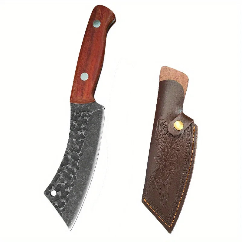 1PC Forging Boning Knife Stainless Steel Small Pocket Knife Barbecue Cleaver Outdoor Meat Cooking Wood Handle