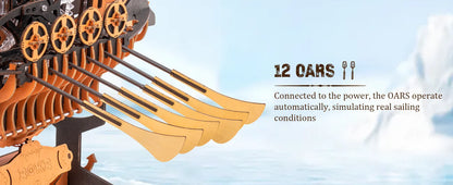 Robotime Rokr Vikingship Moveable Model for Kids Great Present Choice Eco-friendly Wood 3D Wooden Puzzle Dragon-boat Toys