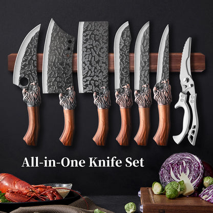 7pcs kitchen set knives, brown dragon head knives, high-quality chef knives, high hardness, high-quality steel, sharp and durabl
