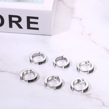 BONISKISS Men's Viking Rune Embrace Earrings Stainless Steel Three Pair Hoop Earrings Pendientes Geometric Loop  Jewelry Gifts