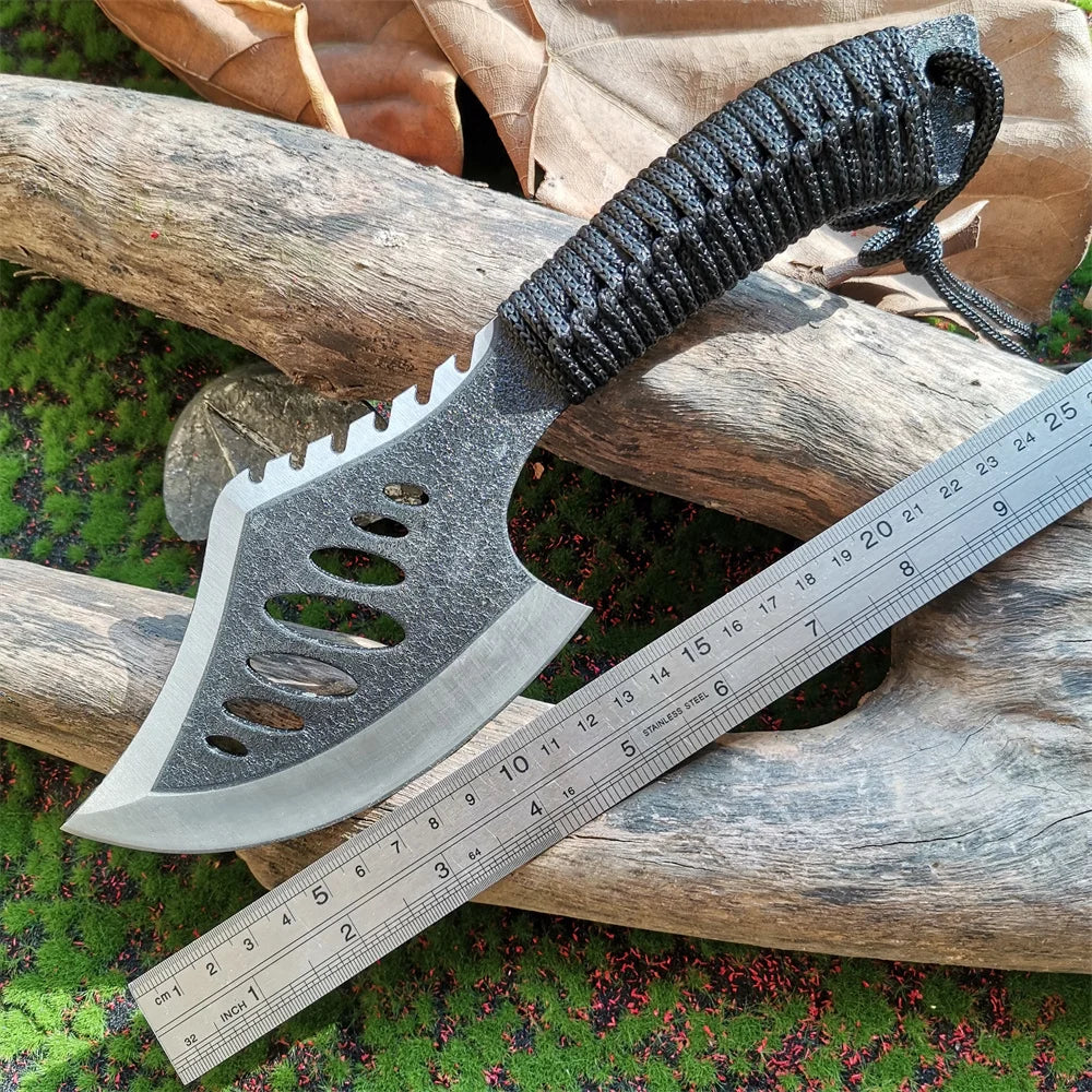 Stainless Steel Survival Hunter Tomahawk Ax: Lightweight Camping Axe with Paracord Handle & Nylon Sheath