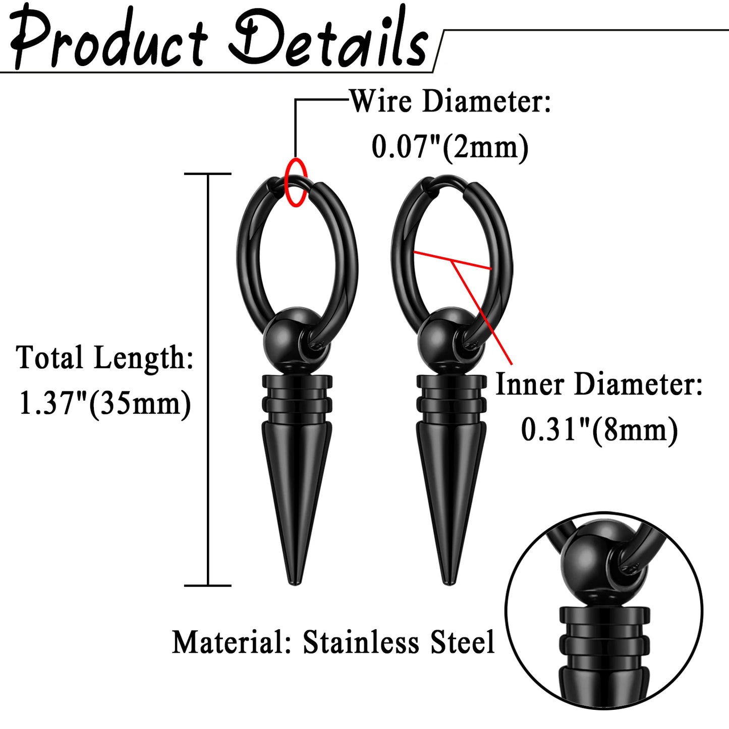 BONISKISS Cross Hollow Chain Stainless Steel Earrings Hoop Huggie Hinged Viking Runes Retro Gothic Ear Stud Men Women Unisex