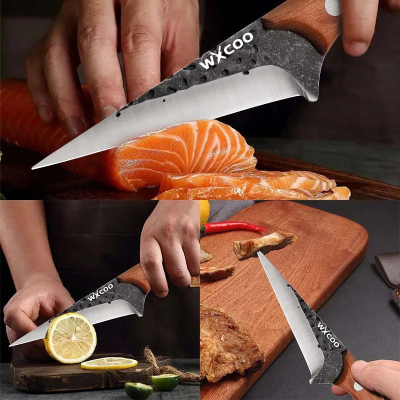 1PC/3PCS Stainless Steel Multipurpose Chef Knife Kitchen Tools Boning Slicing Peeling Filleting Butcher Meat Cleaver Wood Handle