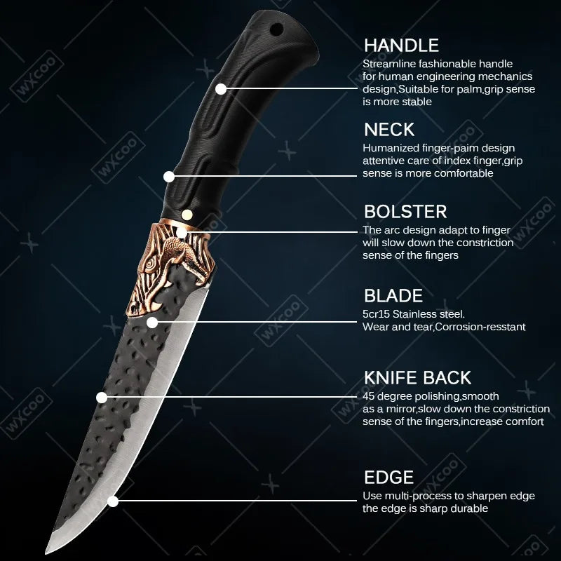 1/5/6PCS Handmade Chef Knife Set Stainless Steel Kitchen Knives Professional Multipurpose Beef Boning Sashimi Utility Cutting