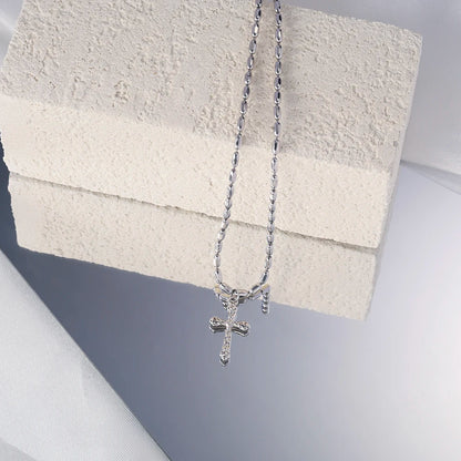 Real Pure 925 Sterling Silver Simple Cross Pendant Necklaces for Men and Women Couples Viking Christian Jewelry Ships from USA