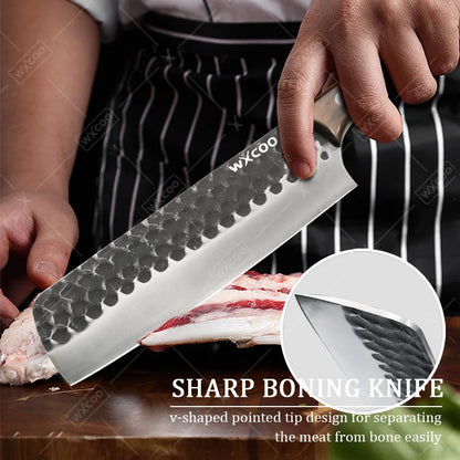 4PCS Stainless Steel Knife Set Professional Handmade High Quality Sharp Kitchenware Boning Meat Cleaver Fruit Knife with Covers