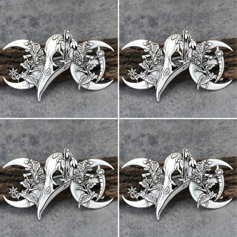 4PCS Witch Viking Norse celtic raven skull Barrette Hairpin Gothic Hair Accessory