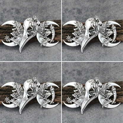 4PCS Witch Viking Norse celtic raven skull Barrette Hairpin Gothic Hair Accessory