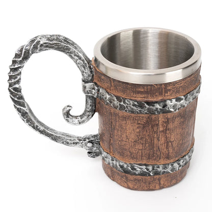 500ml Insulated Tumbler Double Wall Simulation Wood Beer Cup Creative Beverage Cup Heat Resistant for Tea Coffee Drinks