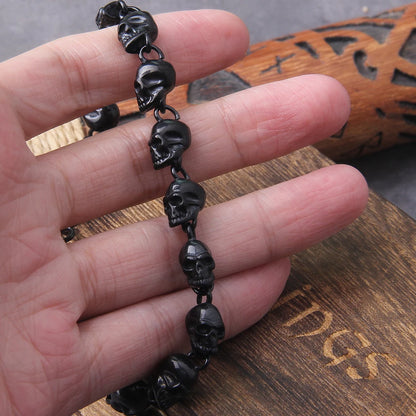 Gun Black Stainless Steel Skull Bracelet