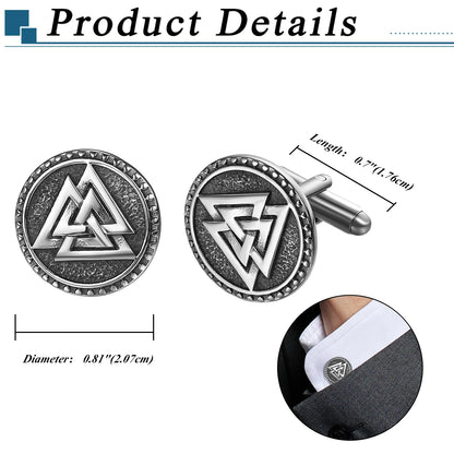 Stainless Steel Cufflinks Nordic Viking Odin Compass