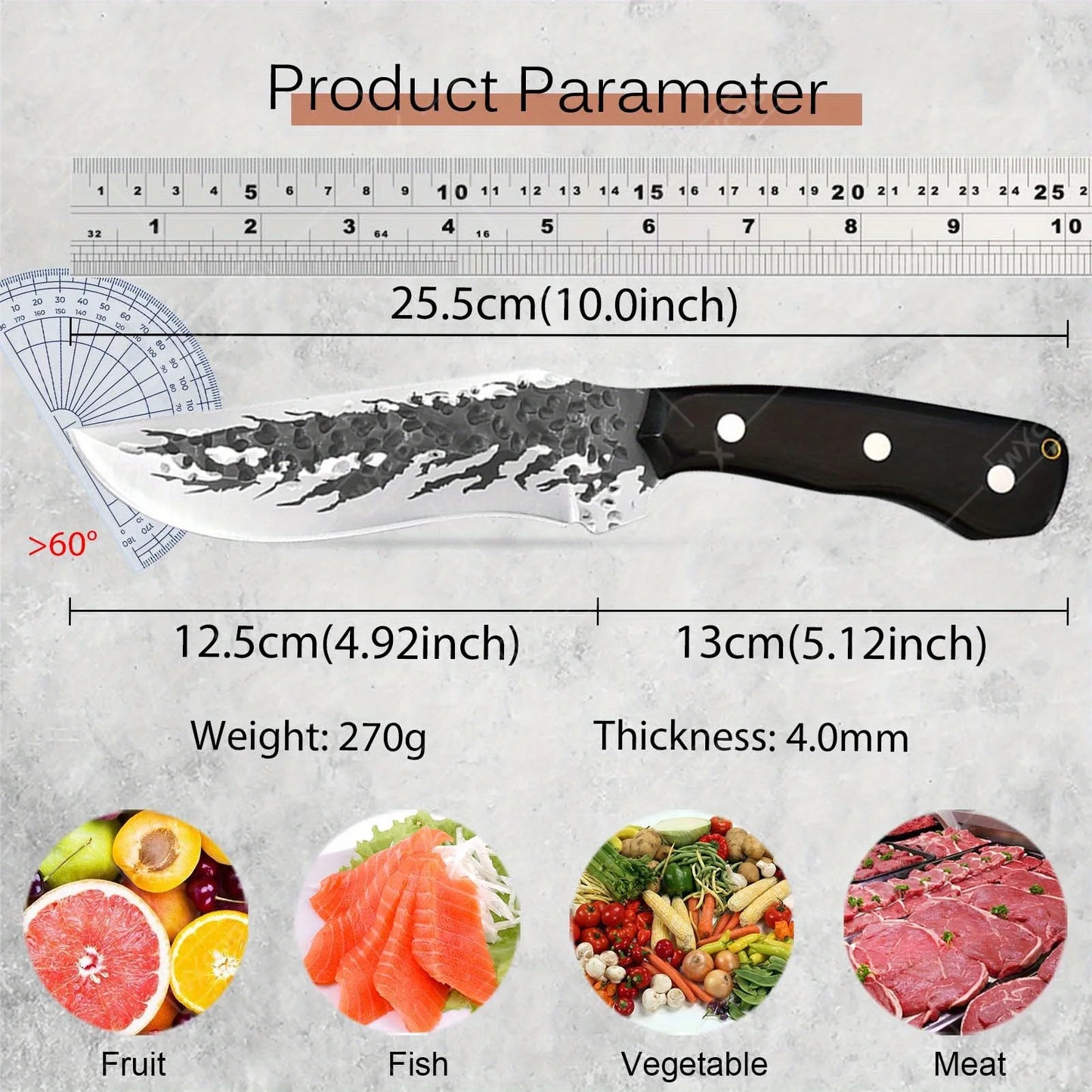 2PCS Stainless Steel Knife Handmade Forged Cleaver Boning Fish Barbecue Camping Outdoor Kitchen Knife