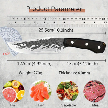 2PCS Stainless Steel Knife Handmade Forged Cleaver Boning Fish Barbecue Camping Outdoor Kitchen Knife
