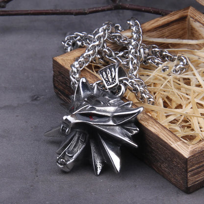 Stainless Steel Viking Wild Hunt necklace Geralt wolf head