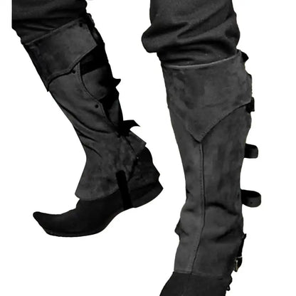 Pirate Boots Covers | Faux Leather Steampunk Boots | Medieval Renaissance Over The Shoe Black Accessories For Men And Women