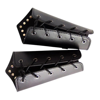 Medieval Vambrace Arm Cuff Adjustable Medieval Leather Bracers Long Style Knights Medieval Battle Arm Guard Bracers Halloween