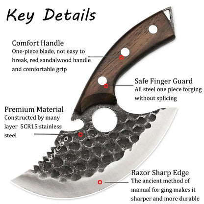 4PCS Stainless Steel Knife Set Handmade Professional High Quality Sharp Multipurpose Kitchenware Forged Mini Cheese Boning Pizza