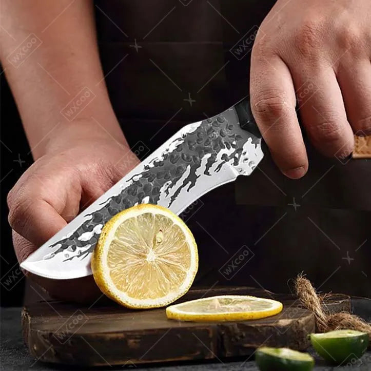 1PC Stainless Steel Knife Handmade Forged Knife Professional Outdoor Cooking Knife with Sheath Wooden Handle Meat and Fish
