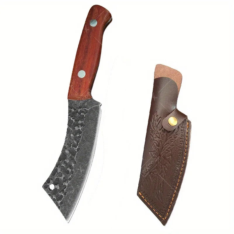 1PC Forging Boning Knife Stainless Steel Small Pocket Knife Barbecue Cleaver Outdoor Meat Cooking Wood Handle