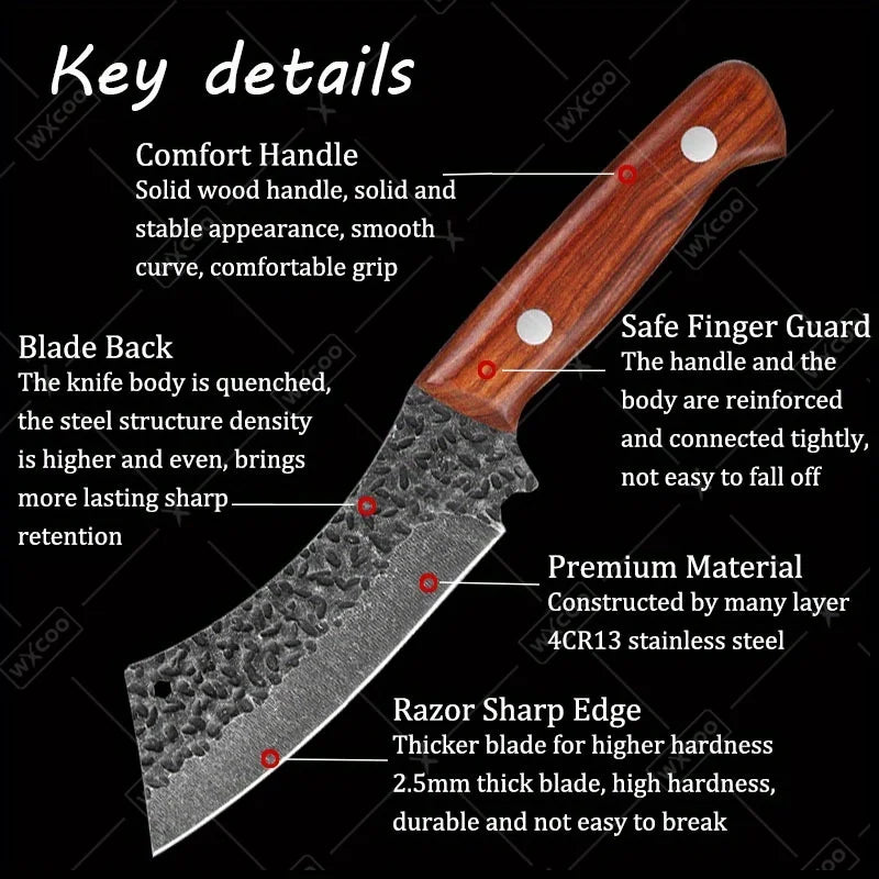9PCS Professional Kitchen Chef Knife Set Stainless Steel Utility Knife Cutters Mini Knife Butcher Knife Boning Fish Pizza Cheese