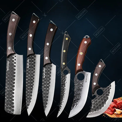 6PCS Stainless Steel Knife Set Professional High Quality Kitchenware Multipurpose Sharp Boning Meat Cleaver Cutting Knives with