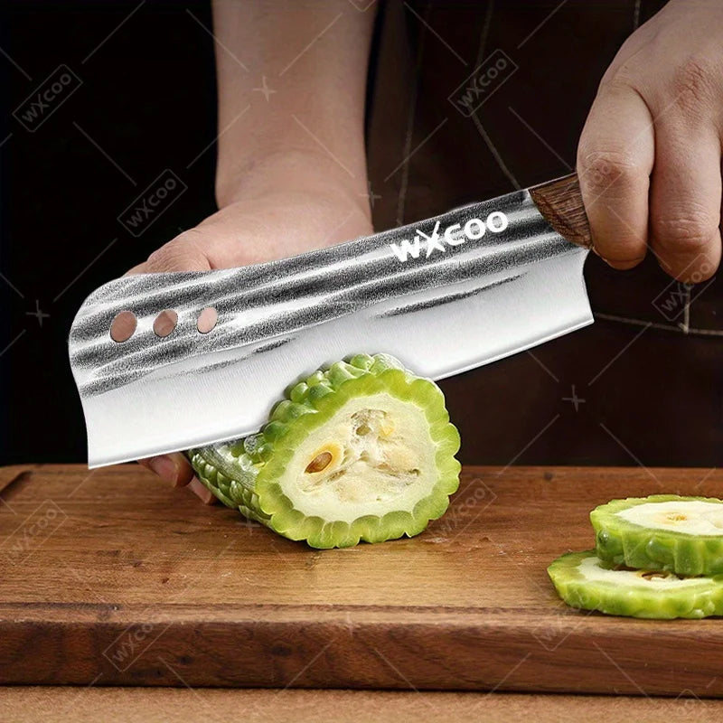 4 PCS Professional Kitchen Knife Handmade Forged Multipurpose Knife Stainless Steel Boning Cleaver Slicing Meat Fruit Wooden